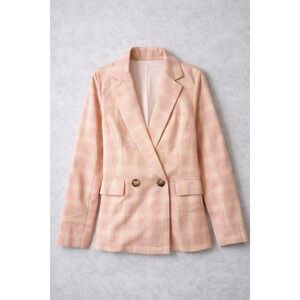 Hem & Thread Pink Plaid Blazer Size S NWT